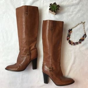 J. Crew Leather Heeled Riding Boots Sz 7.5 Brown